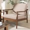 Baxton Studio Venza Walnut Wood Light Brown Upholstered Lounge Chair 140-7555 - alternate 9